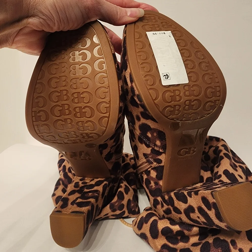 Gianni Bini Leopard Print Over the Knee Platform Boots Size 7.5